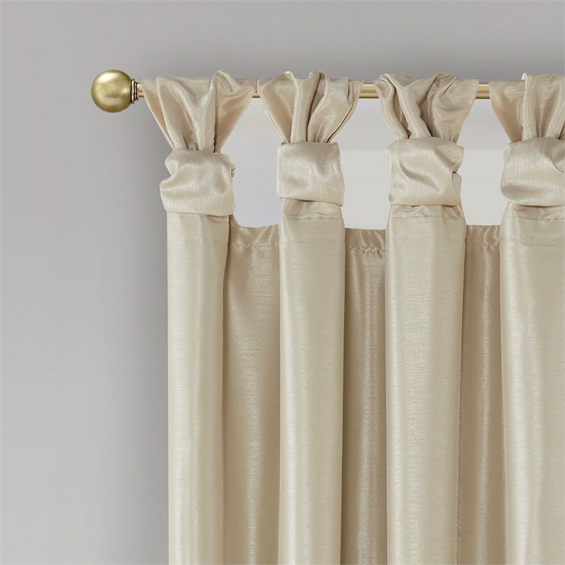 Madison Park Emilia Twist Tab Total Blackout Window Curtain in Champagne 50x95