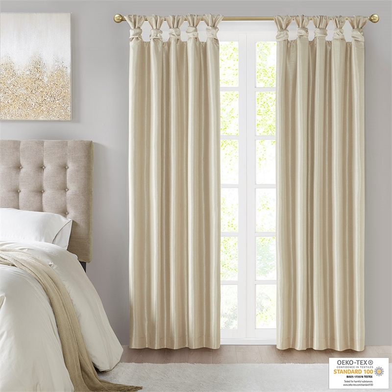 Madison Park Emilia Twist Tab Total Blackout Window Curtain in Champagne 50x95