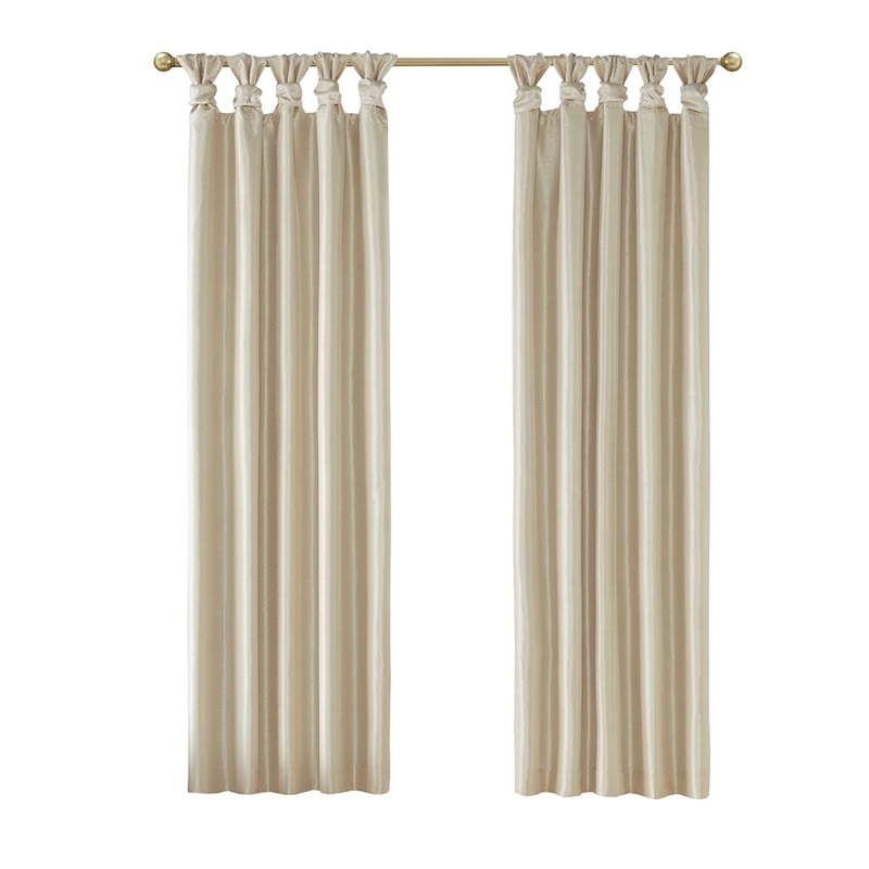 Madison Park Emilia Twist Tab Total Blackout Window Curtain in Champagne 50x95
