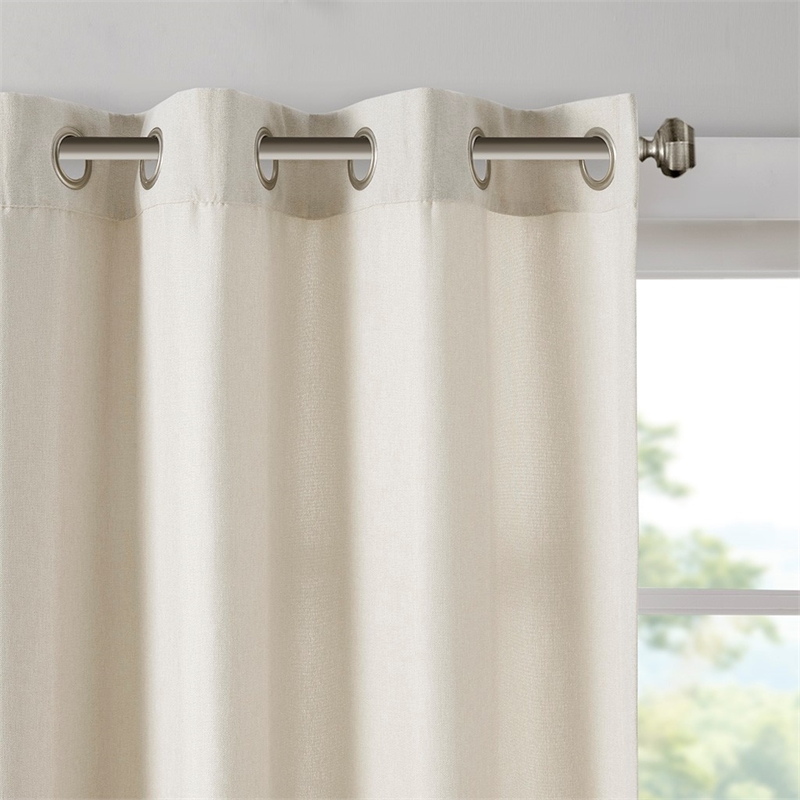 Madison Park Englewood Solid Dyed Grommet Top Window Panel in Natural 50x84