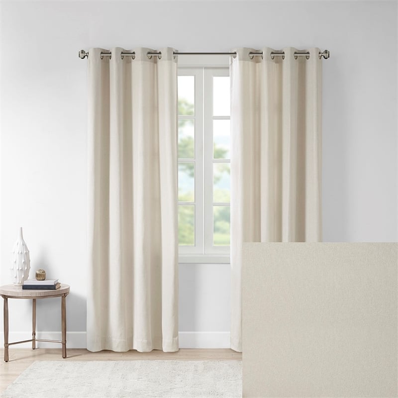 Madison Park Englewood Solid Dyed Grommet Top Window Panel in Natural 50x95