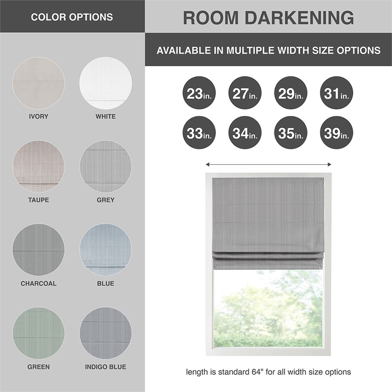 Madison Park Galen Basketweave Room Darkening Cordless Roman Shade in Blue