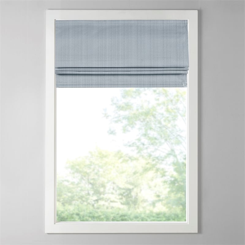 Madison Park Basketweave Room Darkening Cordless Roman Shade in Blue 33x64