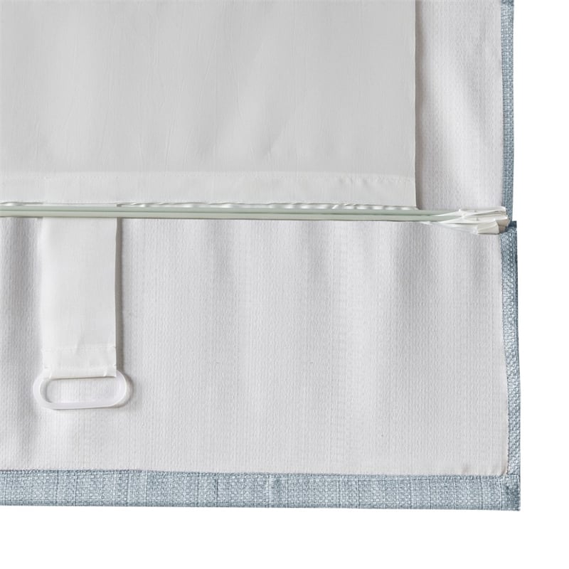 Madison Park Basketweave Room Darkening Cordless Roman Shade in Blue 33x64
