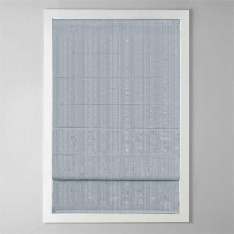 Madison Park Basketweave Room Darkening Cordless Roman Shade in Blue 35x64
