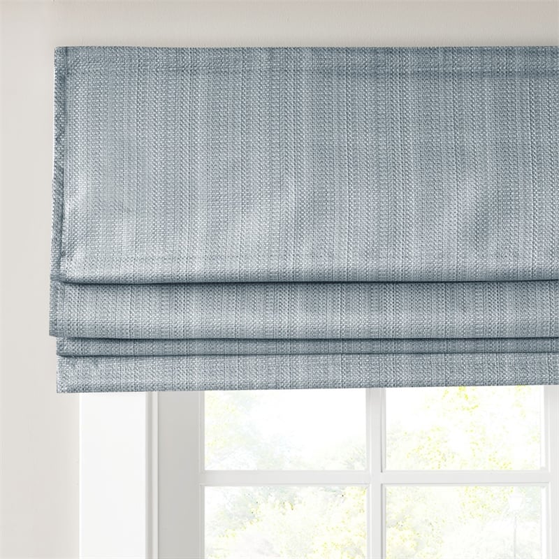 Madison Park Basketweave Room Darkening Cordless Roman Shade in Blue 35x64
