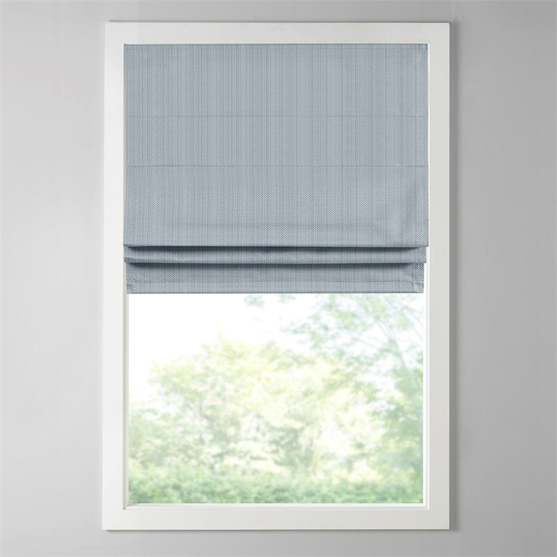 Madison Park Basketweave Room Darkening Cordless Roman Shade in Blue 39x64