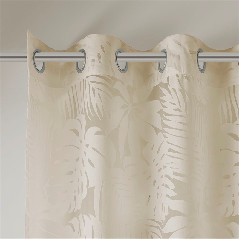 Madison Park Leilani Palm Leaf Burnout Window Sheer in Natural 50x95