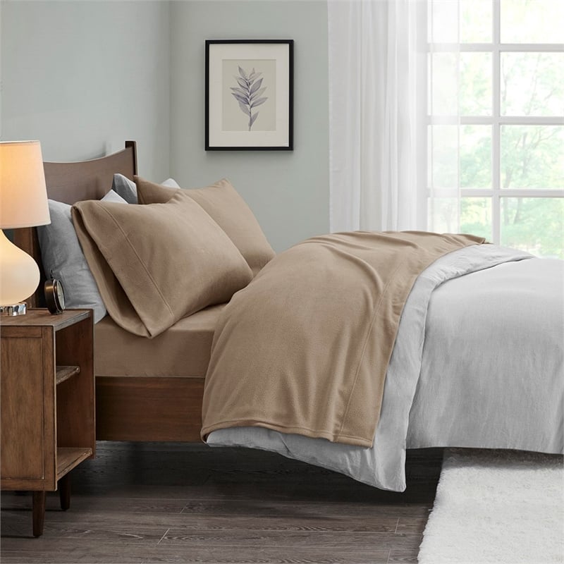 True North by Sleep Philosophy Micro Fleece Sheet Set in Brown Full