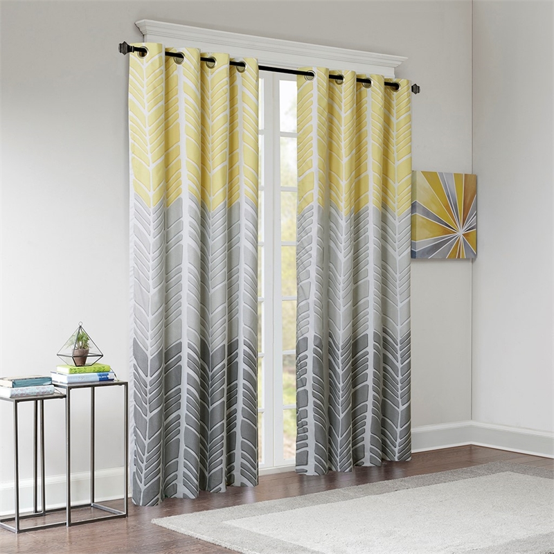 Intelligent Design Adel Printed Total Blackout Window Panel in Yellow 50x84