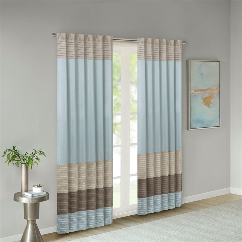 Madison Park Amherst Polyoni Pintuck Window Panel in Blue 84