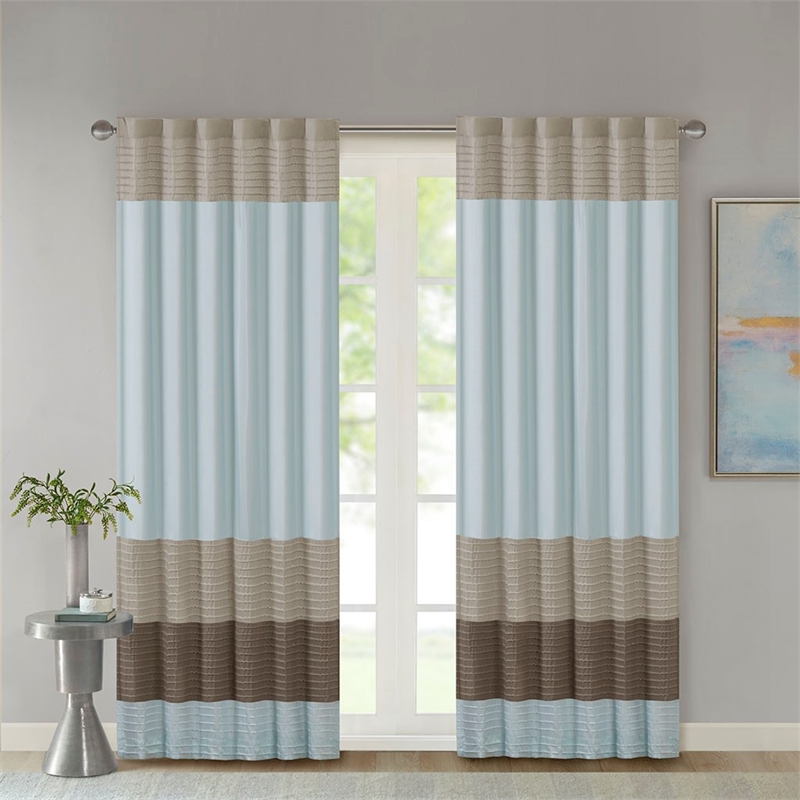 Madison Park Amherst Polyoni Pintuck Window Panel in Blue 84