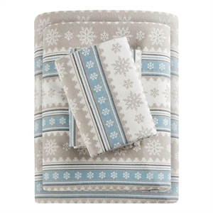 woolrich flannel sheet set in blue snowflake king