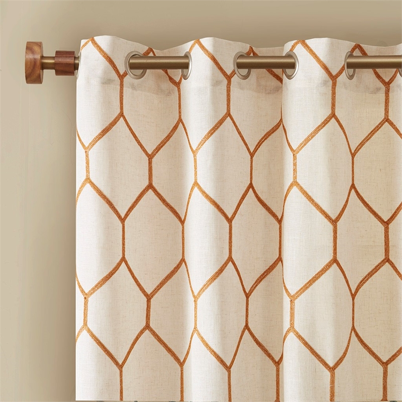 Madison Park Brooklyn Metallic Geo Embroidered Window Panel in Spice 95