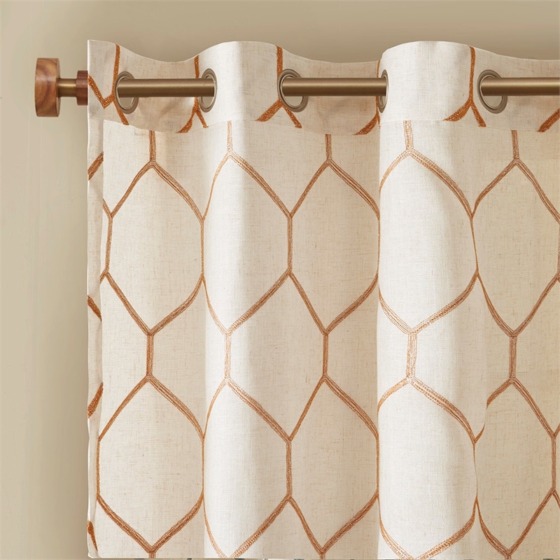 Madison Park Brooklyn Metallic Geo Embroidered Window Panel in Spice 95