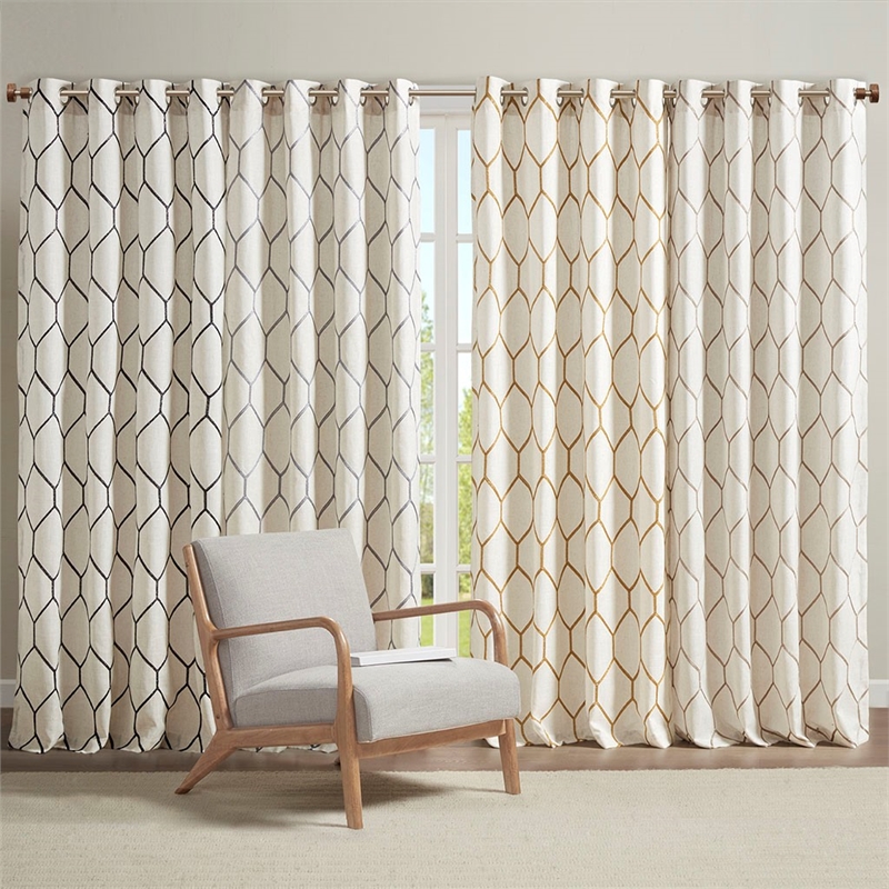 Madison Park Brooklyn Metallic Geo Embroidered Window Panel in Spice 95