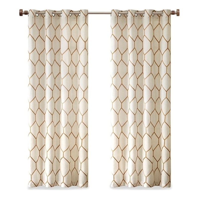 Madison Park Brooklyn Metallic Geo Embroidered Window Panel in Spice 95