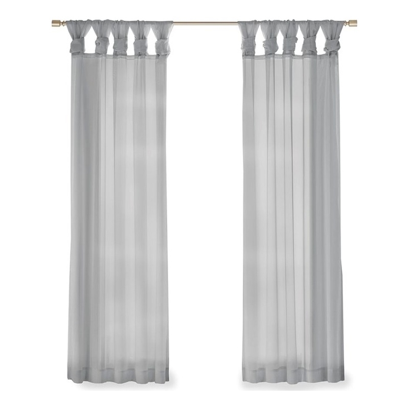 Madison Park Ceres Twist Tab Voile Sheer Window Pair in Light Grey 95