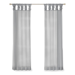 Madison Park Ceres Twist Tab Voile Sheer Window Pair in Light Grey 95&quot Panel