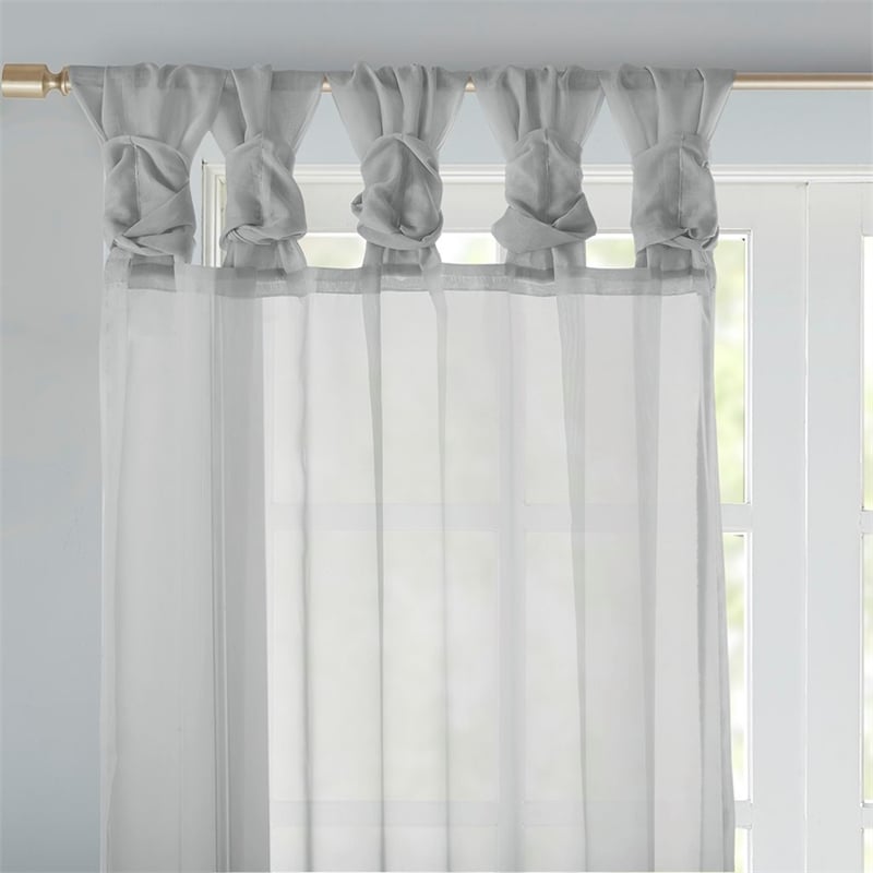 Madison Park Ceres Twist Tab Voile Sheer Window Pair in Light Grey 84