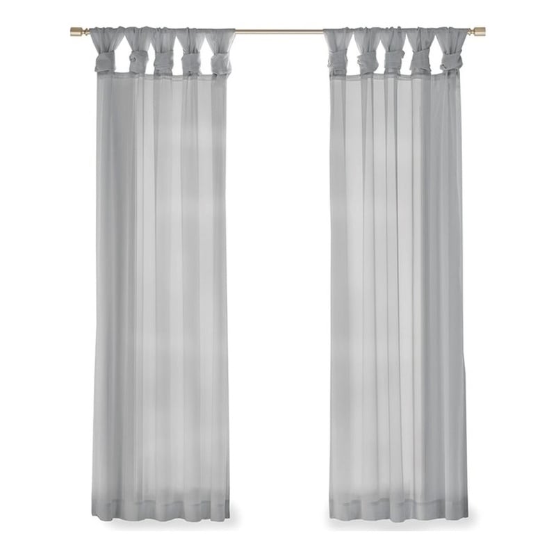 Madison Park Ceres Twist Tab Voile Sheer Window Pair in Light Grey 84