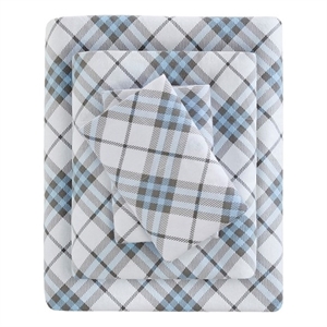 true north by sleep cozy flannel printed sheet set in blue plaid queen
