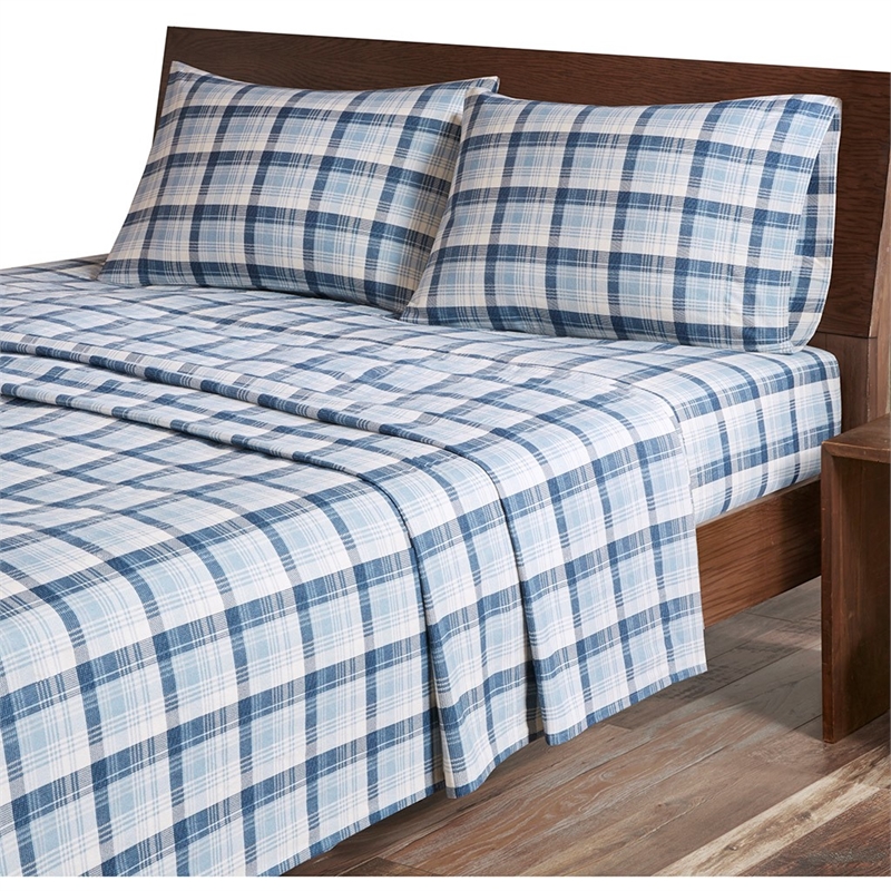 Woolrich Flannel Sheet Set in Blue Plaid King