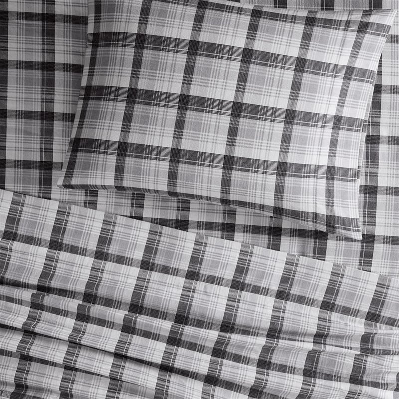 Woolrich Flannel Sheet Set in Grey Plaid King