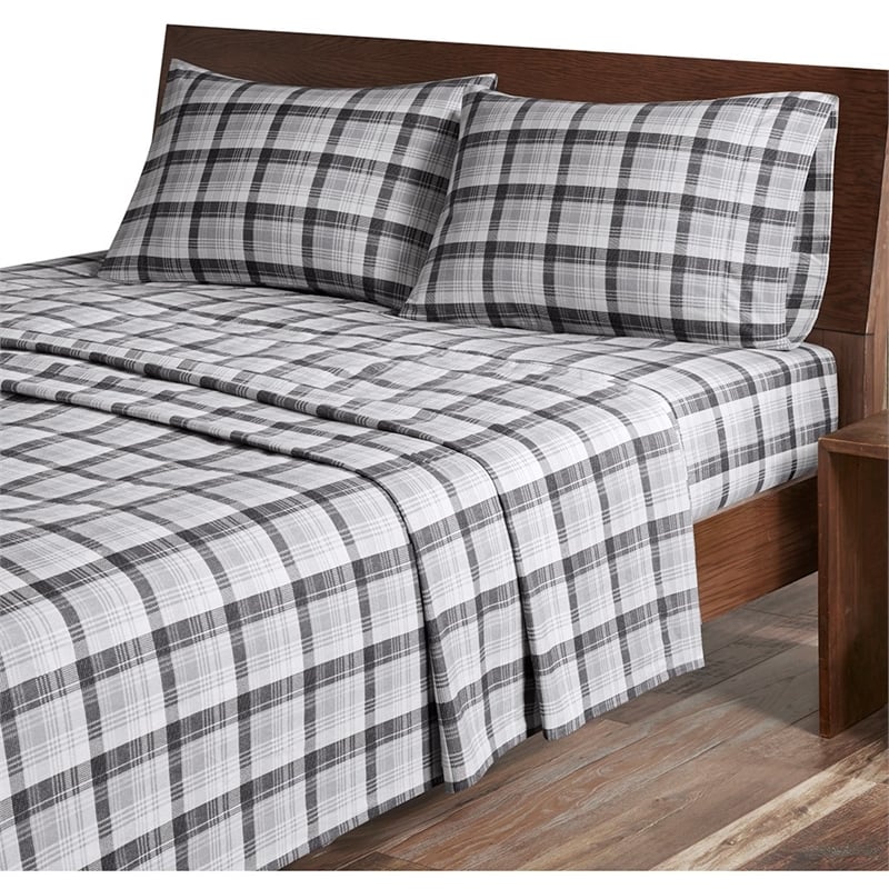 Woolrich Flannel Sheet Set in Grey Plaid King