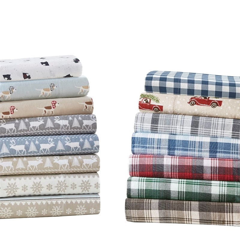 Woolrich Flannel Sheet Set in Grey Plaid King