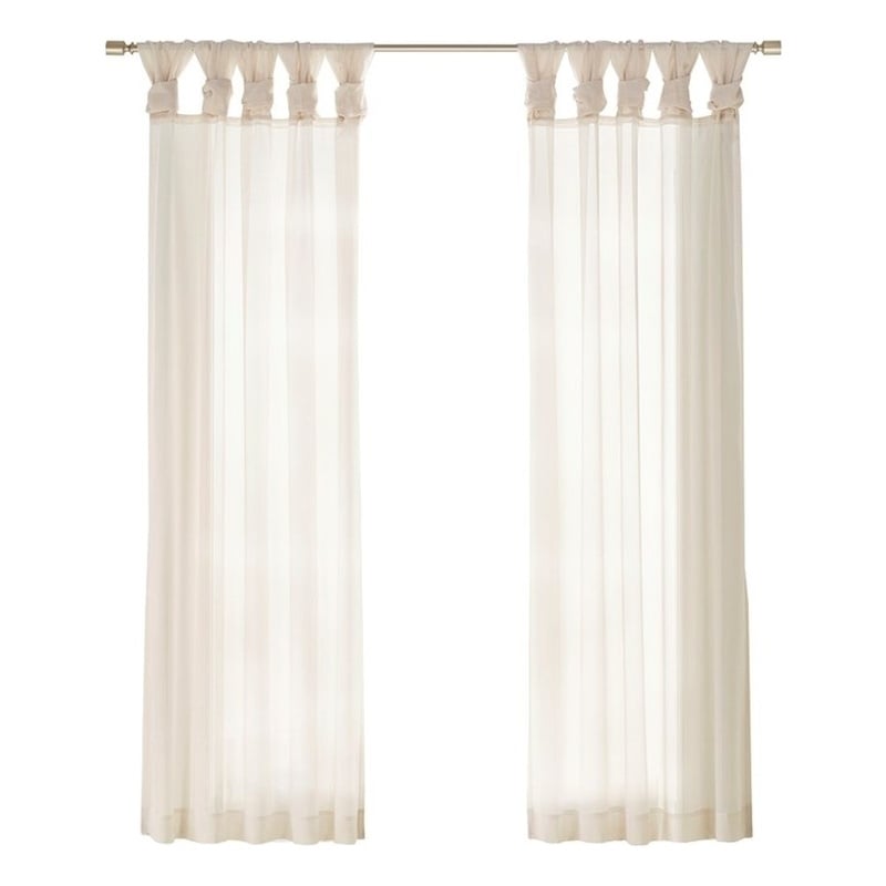 Madison Park Ceres Twisted Tab Voile Sheer Window Pair in Ivory 95