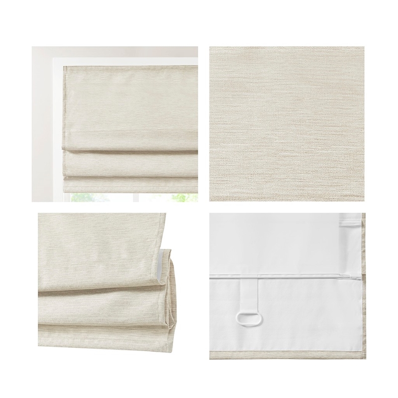 Madison Park Como Printed Faux Silk Room Cordless Roman Shade in Ivory 35x64