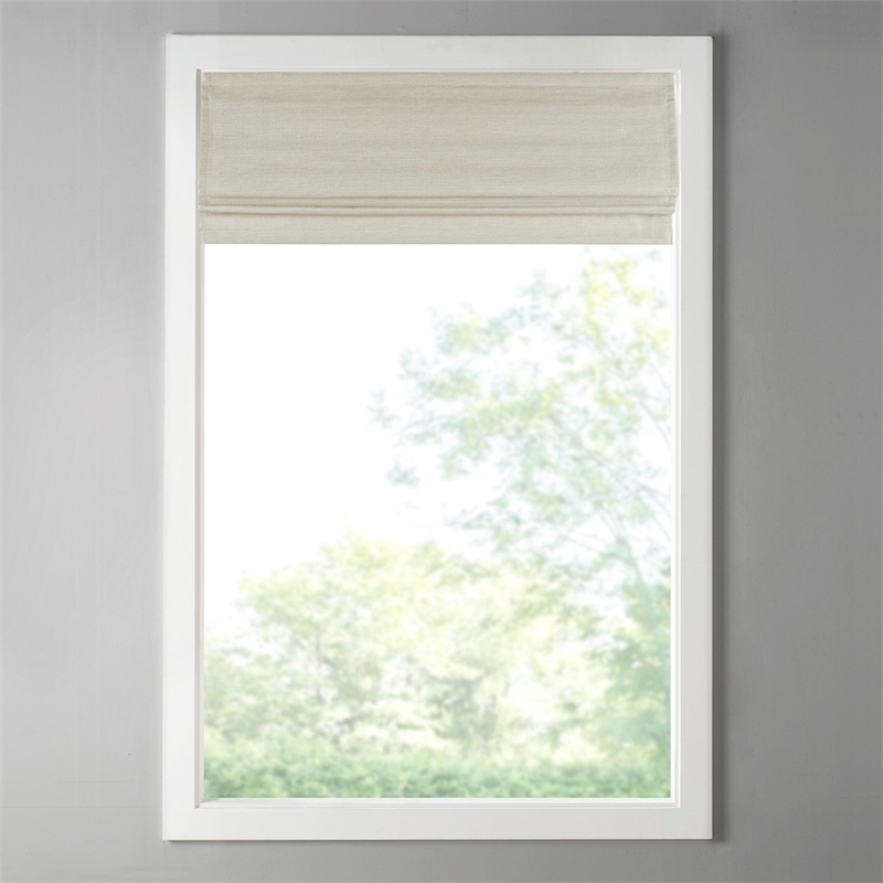 Madison Park Como Printed Faux Silk Room Cordless Roman Shade in Ivory 39x64