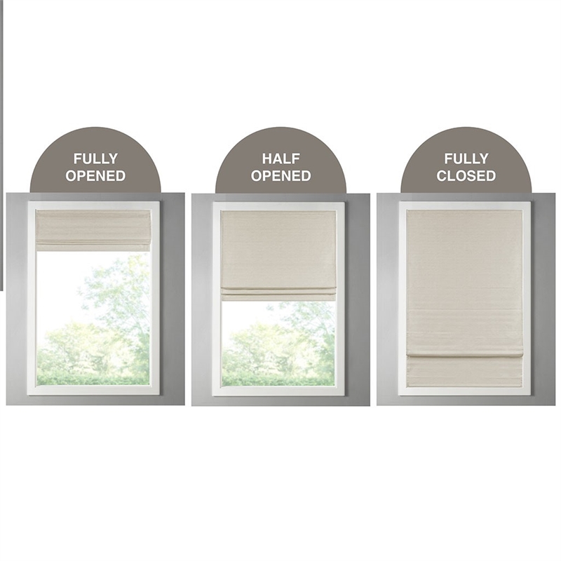 Madison Park Como Printed Faux Silk Room Cordless Roman Shade in Ivory 39x64