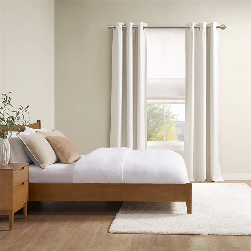 Madison Park Como Printed Faux Silk Room Cordless Roman Shade in Ivory 31x64