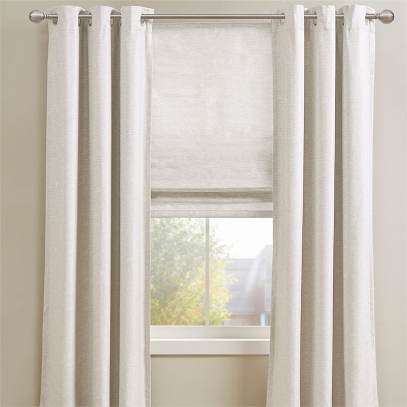 Madison Park Como Printed Faux Silk Room Cordless Roman Shade in Ivory 31x64