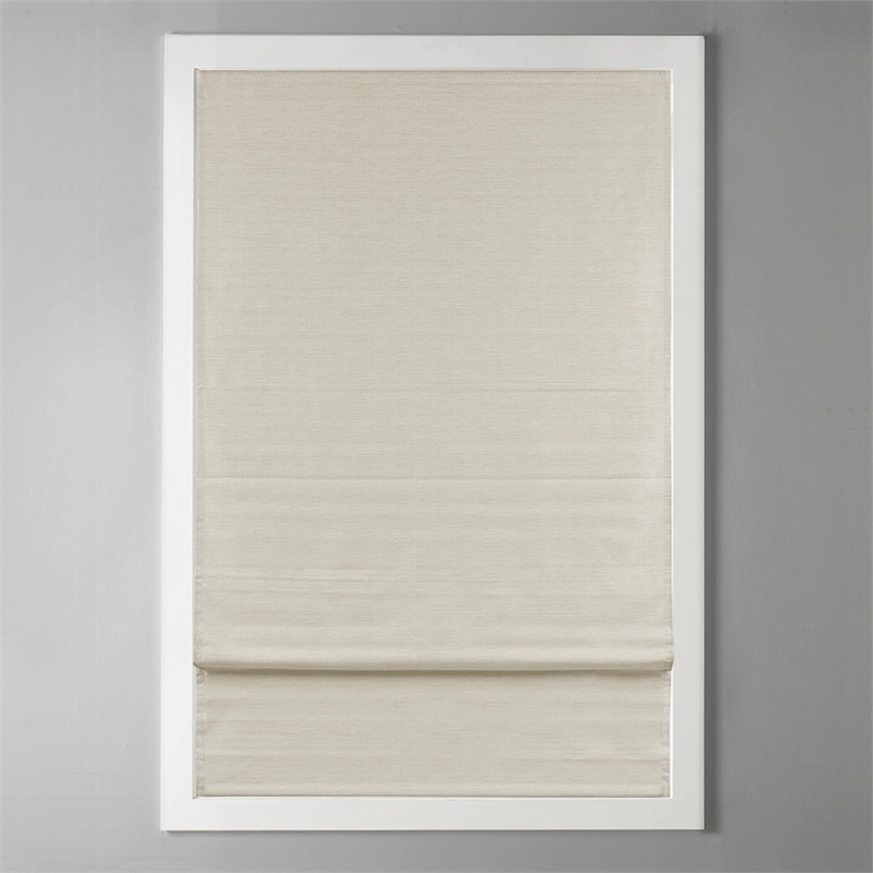 Madison Park Como Printed Faux Silk Room Cordless Roman Shade in Ivory 33x64