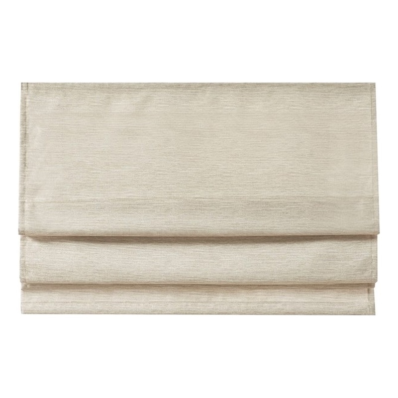 Madison Park Como Printed Faux Silk Room Cordless Roman Shade in Ivory 33x64