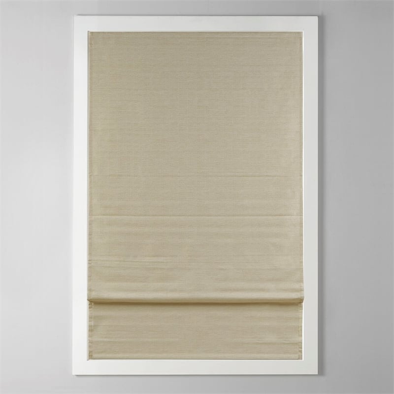 Madison Park Como Printed Faux Silk Room Cordless Roman Shade in Taupe 35x64
