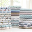 True North by Sleep Cozy Flannel Sheet Set in Tan/Blue Snowflakes King