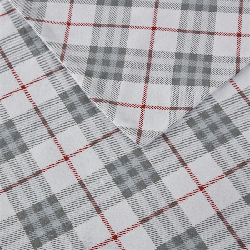 True North by Sleep Philosophy Cozy Flannel Sheet Set in Red Plaid Queen