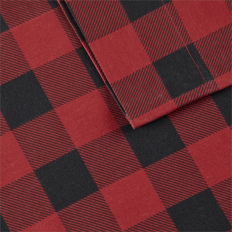 Woolrich Flannel Sheet Set in Red/Black Buffalo Check King
