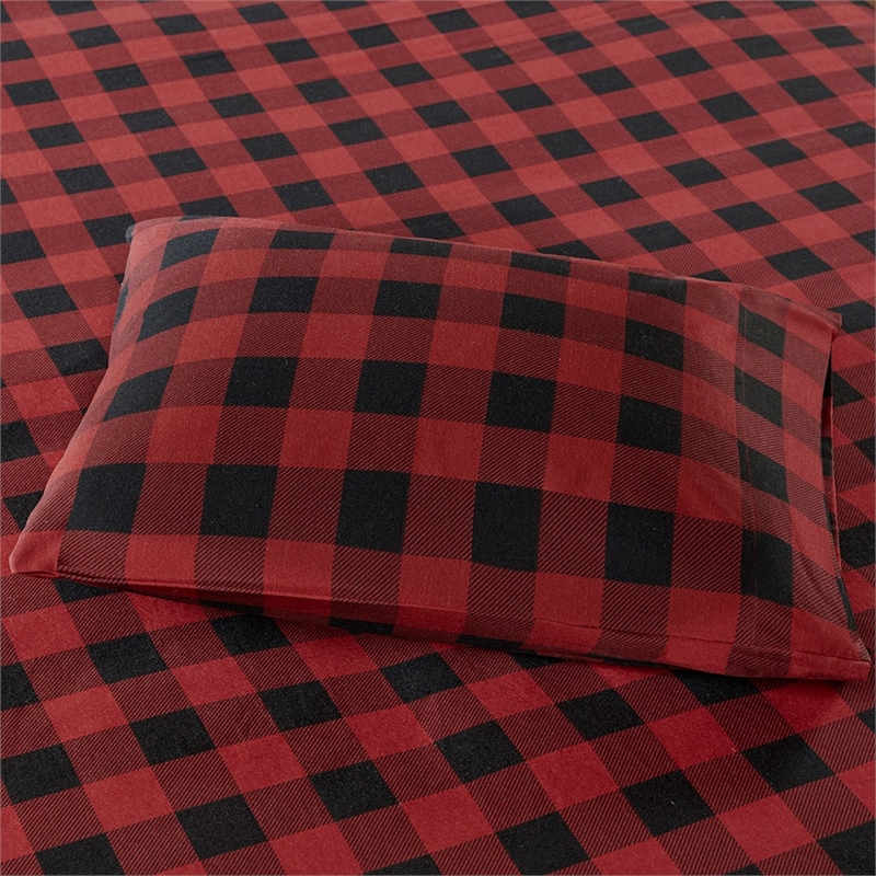 Woolrich Flannel Sheet Set in Red/Black Buffalo Check King