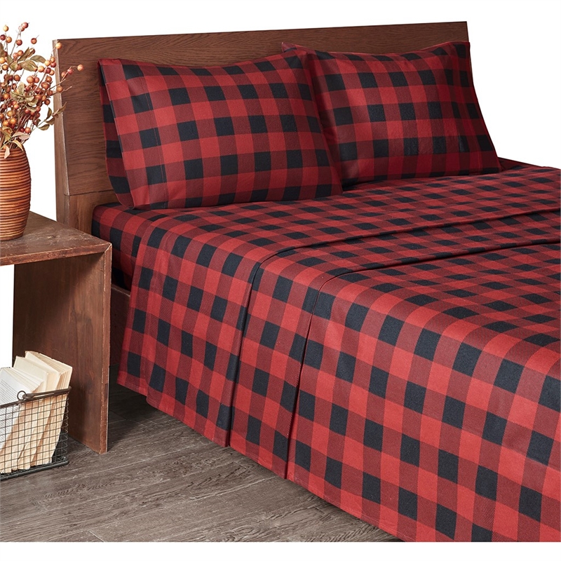Woolrich Flannel Sheet Set in Red/Black Buffalo Check Cal King