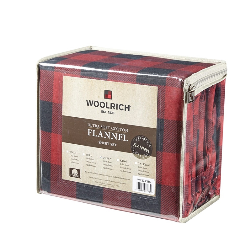 Woolrich Flannel Sheet Set in Red/Black Buffalo Check Cal King