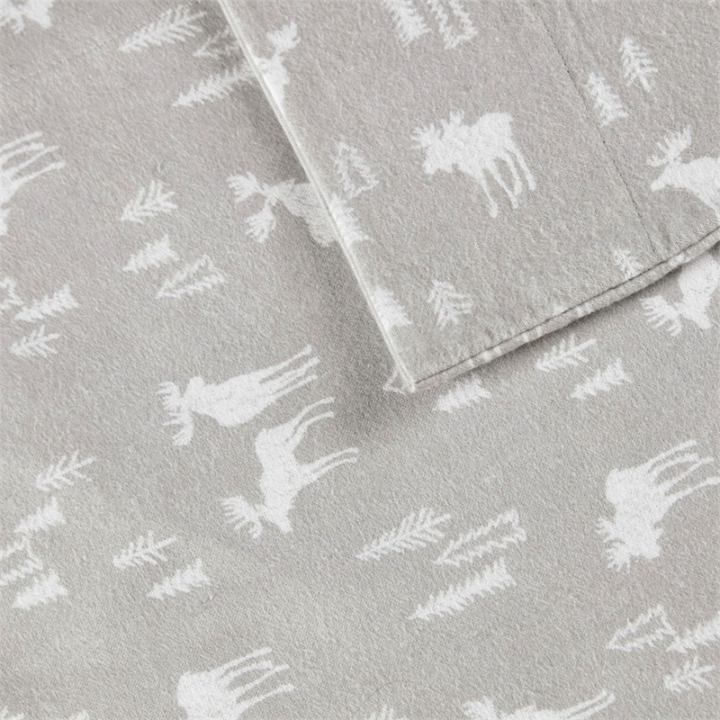Woolrich Flannel Sheet Set in Grey Moose Cal King