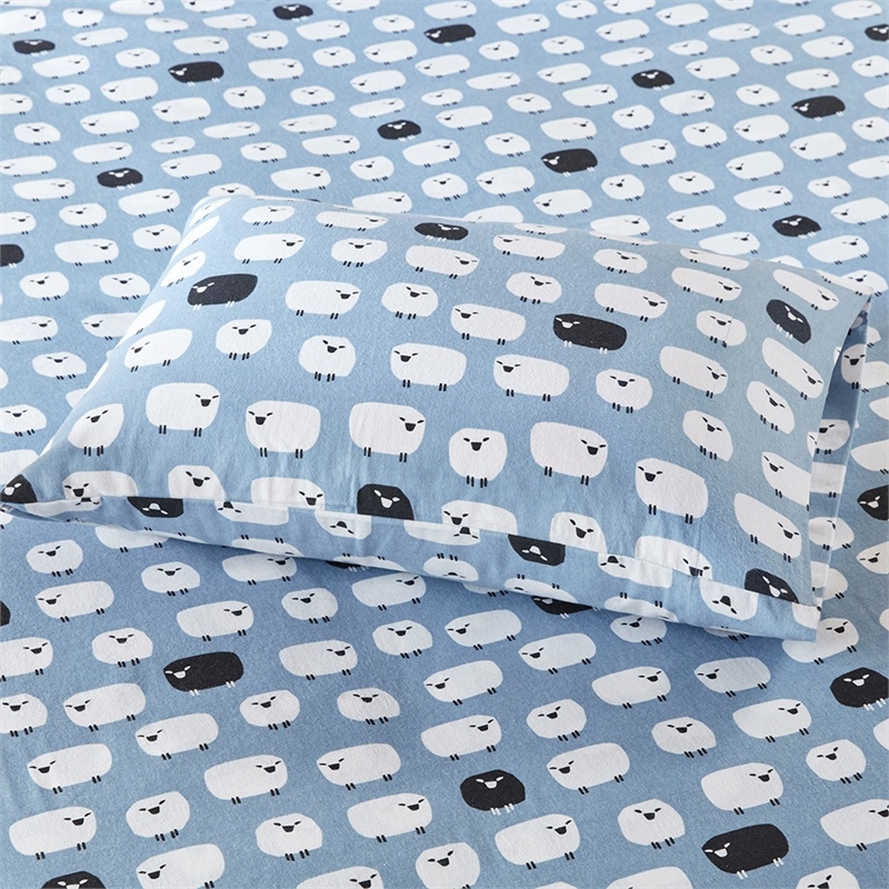 Woolrich Flannel Sheet Set in Blue Sheep Cal King