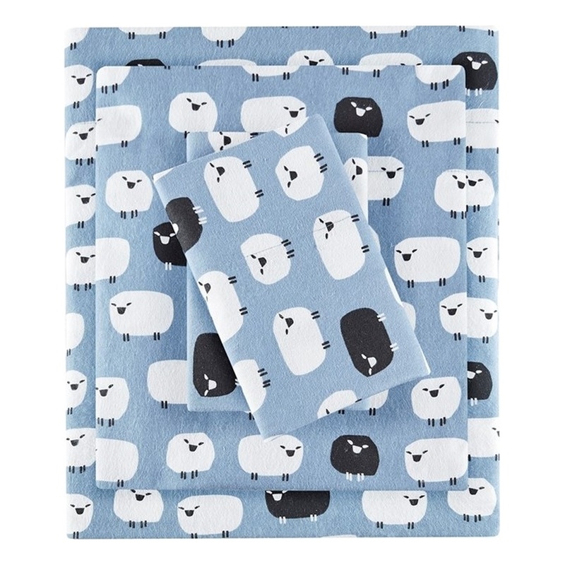 Woolrich Flannel Sheet Set in Blue Sheep Cal King