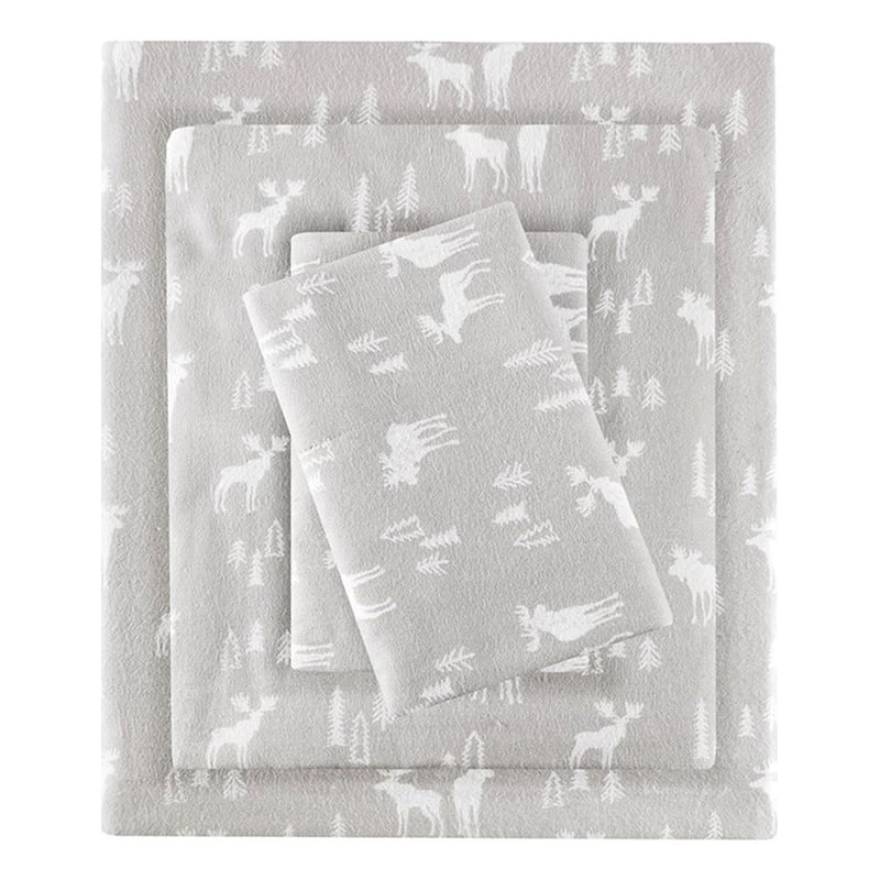 Woolrich Flannel Sheet Set in Grey Moose King