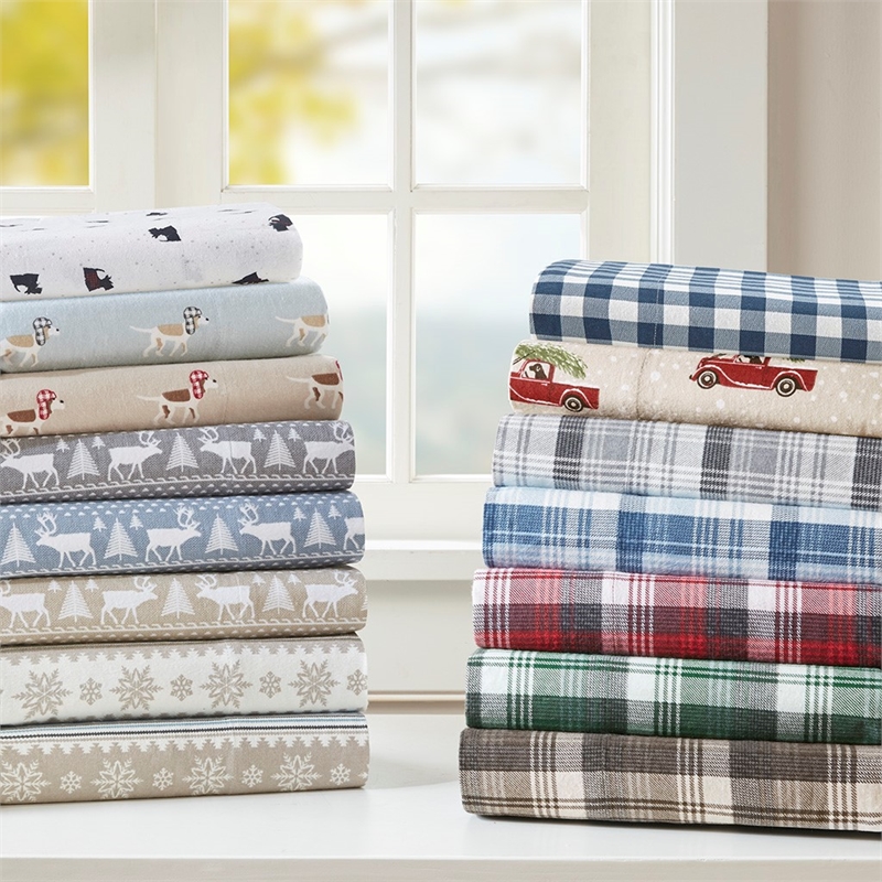 Woolrich Flannel Sheet Set in Tan Dog Full
